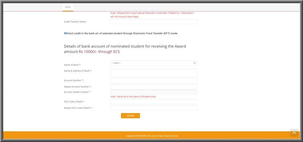 Rajasthan Teachers Web Portal Inspire Award Registration 2021-22