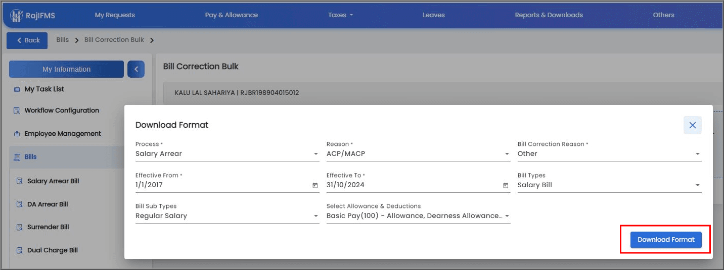 Salary Arrear Bill in ifms 3.0