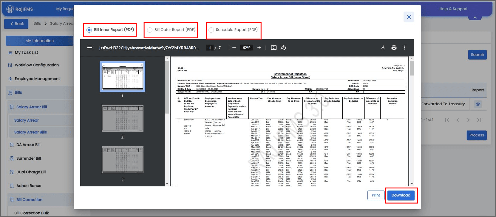 Salary Arrear Bill in ifms 3.0