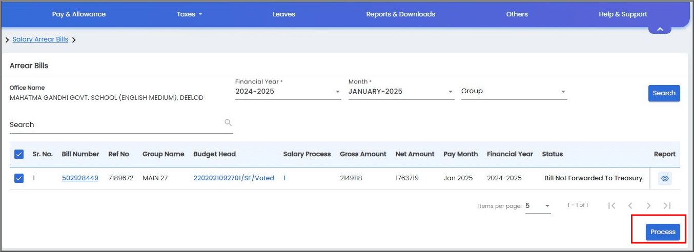 Salary Arrear Bill in ifms 3.0